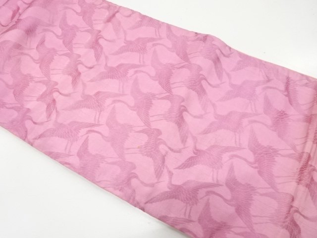 JAPANESE KIMONO / ANTIQUE NAGOYA OBI / SILK / WOVEN CRANES